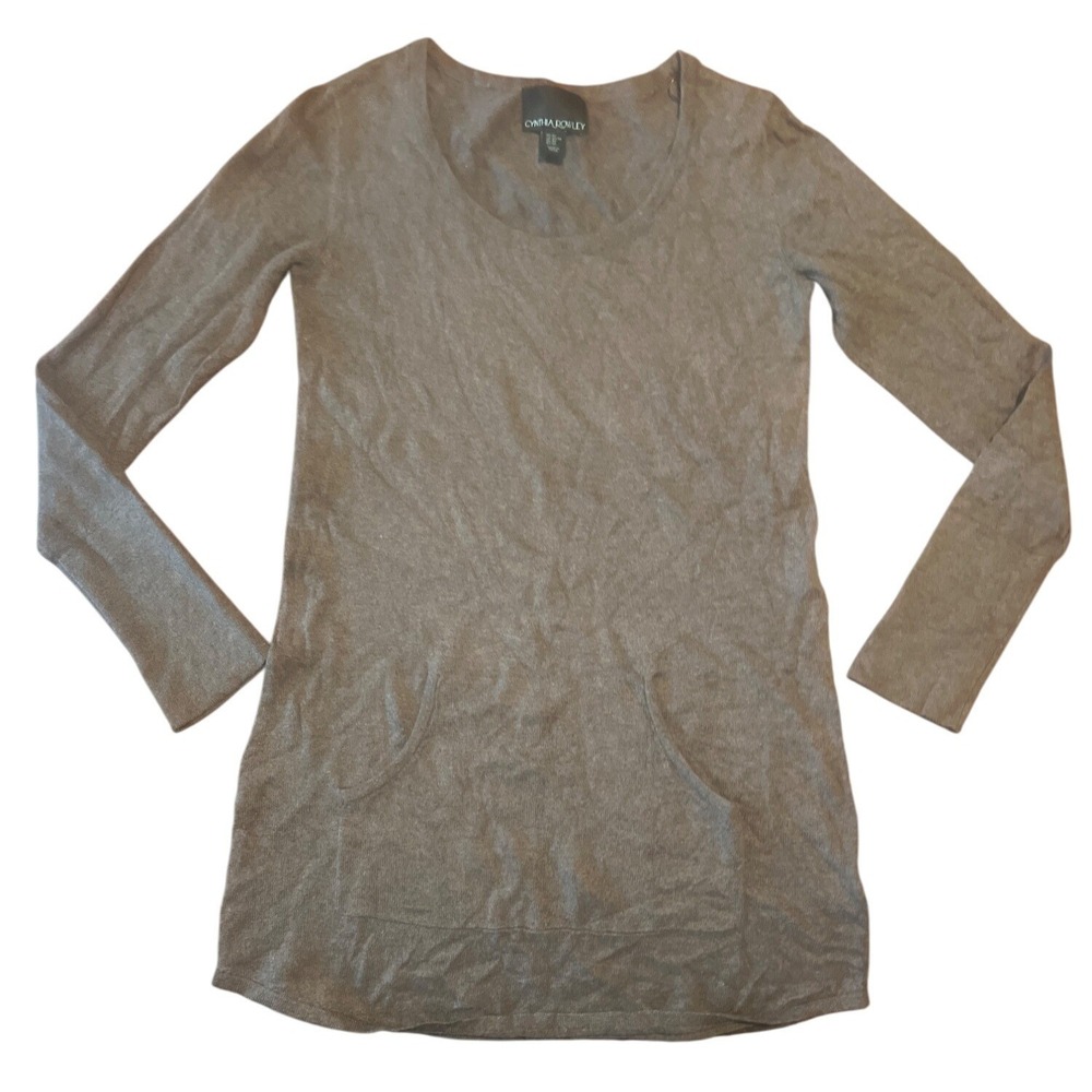Cynthia‎ Rowley XS Brown Long Sleeve Pullover Sweater Tunic Dress Cashmere blend
